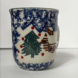 Folkcraft by Tienshan‎ Cabin in the Snow Spongeware Ceramic Mug
